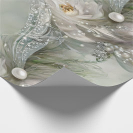 Elegant blauw, grijs en parelmoer swirls cadeaupapier