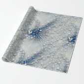 Elegant blauw, grijs en wit gevederd Bejeweled Cadeaupapier (Uitgerold)