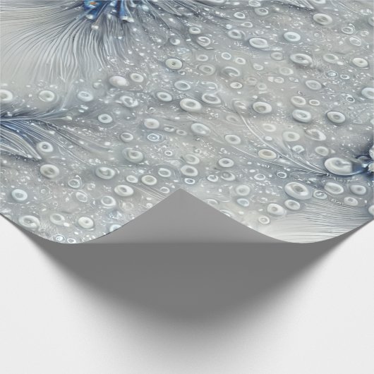 Elegant blauw, grijs en wit gevederd Bejeweled Cadeaupapier (Hoek)