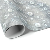 Elegant blauw, grijs en wit gevederd Bejeweled Cadeaupapier (Rol Hoek)