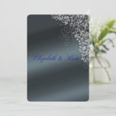 Elegant, Blauw Grijs, Huwelijksuitnodiging Kaart (Staand voorkant)