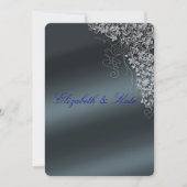 Elegant, Blauw Grijs, Huwelijksuitnodiging Kaart (Voorkant)