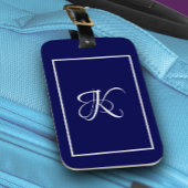 Elegant blauw grijs initiaal monogram bagagelabel
