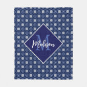 Elegant blauw grijs initiaal monogram fleece deken (Voorkant)