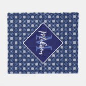 Elegant blauw grijs initiaal monogram fleece deken (Voorkant (Horizontaal))