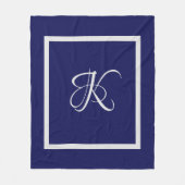 Elegant blauw grijs initiaal monogram fleece deken (Voorkant)