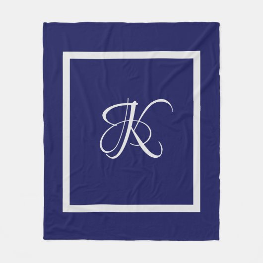 Elegant blauw grijs initiaal monogram fleece deken (Voorkant)