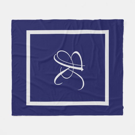 Elegant blauw grijs initiaal monogram fleece deken (Voorkant (Horizontaal))