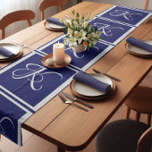 Elegant blauw grijs initiaal monogram korte tafelloper