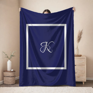 Elegant blauw grijs initiaal monogram tafelkleed