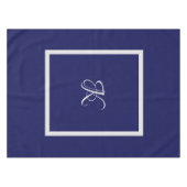 Elegant blauw grijs initiaal monogram tafelkleed (Voorkant (Horizontaal))