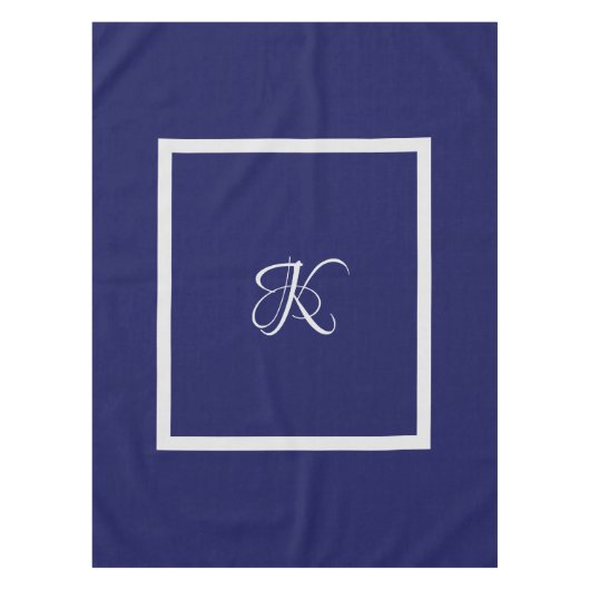 Elegant blauw grijs initiaal monogram tafelkleed (Voorkant)