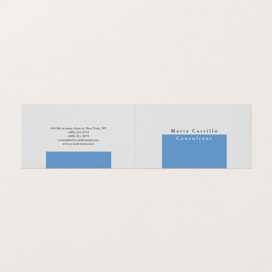 Elegant blauw grijs minimalistisch design visitekaartje (Buitenkant ongevouwen)