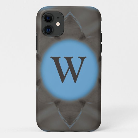 Elegant blauw-grijs monogram Case-Mate iPhone case (Achterkant)