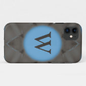 Elegant blauw-grijs monogram Case-Mate iPhone case (Achterkant (horizontaal))