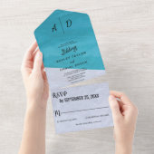 Elegant blauw grijs rustic All in One Wedding Invi Uitnodiging (Afscheurbaar)