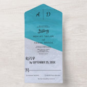 Elegant blauw grijs rustic All in One Wedding Invi Uitnodiging (Binnen)