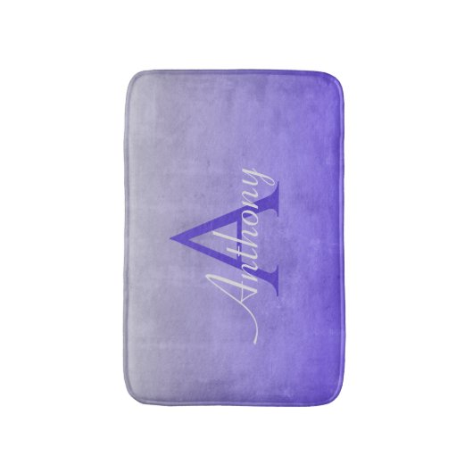 Elegant Blauw Grijs rustieke Abstracte naam monogr Badmat (Voorkant Verticaal)