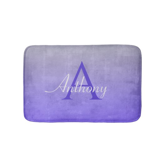 Elegant Blauw Grijs rustieke Abstracte naam monogr Badmat (Voorkant)