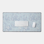 Elegant  blauw grijs toile de jouy bureaumat (Keyboard & Muis)