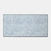 Elegant  blauw grijs toile de jouy bureaumat (Voorkant)