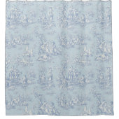 Elegant  blauw grijs toile de jouy douchegordijn (Voorkant)