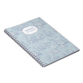 Elegant  blauw grijs toile de jouy klein notitieboek (Rechterzijde)