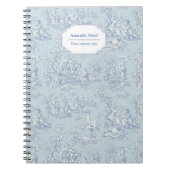 Elegant  blauw grijs toile de jouy klein notitieboek (Voorkant)