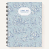 Elegant blauw grijs toile de jouy notitieboek (Voorkant)