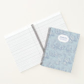 Elegant blauw grijs toile de jouy notitieboek (Binnen)