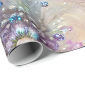 Elegant blauw, grijs, veren, kralen, parels, licht cadeaupapier (Rol Hoek)