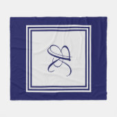 Elegant blauw grijs vierkant initiaal monogram fleece deken (Voorkant (Horizontaal))