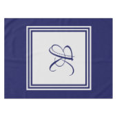 Elegant blauw grijs vierkant initiaal monogram tafelkleed (Voorkant (Horizontaal))