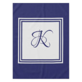 Elegant blauw grijs vierkant initiaal monogram tafelkleed (Voorkant)