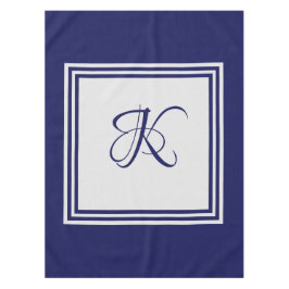 Elegant blauw grijs vierkant initiaal monogram tafelkleed