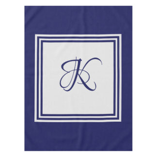 Elegant blauw grijs vierkant initiaal monogram tafelkleed