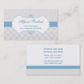 Elegant blauw grijs wit Damask en Stripes Visitekaartje (Voorkant / Achterkant)