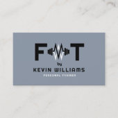 Elegant Blauw-grijs, Zwart & Wit Fitness Trainer Visitekaartje (Voorkant)