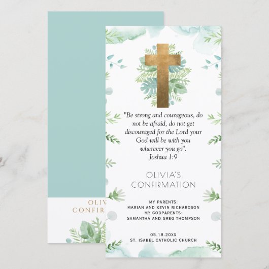 Elegant blauw groen bevestiging Bladwijzer gunst Bedankkaart (Voorkant / Achterkant)