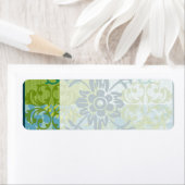  Elegant Blauw Groen Bloemen Damast Patroon Etiket (Insitu)