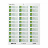  Elegant Blauw Groen Bloemen Damast Patroon Etiket (Full Sheet)