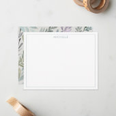 Elegant Blauw Groen Botanische Waterverf Patroon Notitiekaartje (Voorkant / Achterkant in situ)