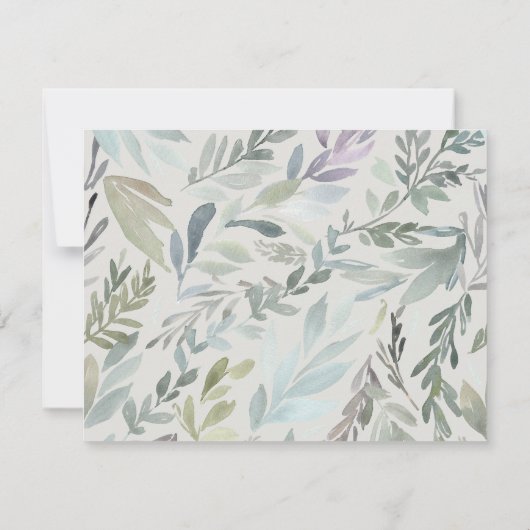 Elegant Blauw Groen Botanische Waterverf Patroon Notitiekaartje (Achterkant)