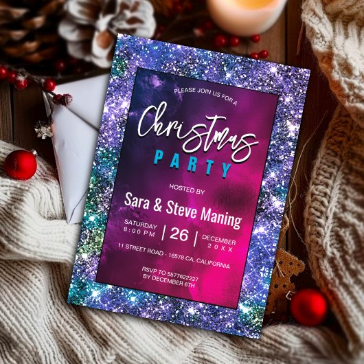 Elegant blauw groen faux Glitter Kerstmis Kaart