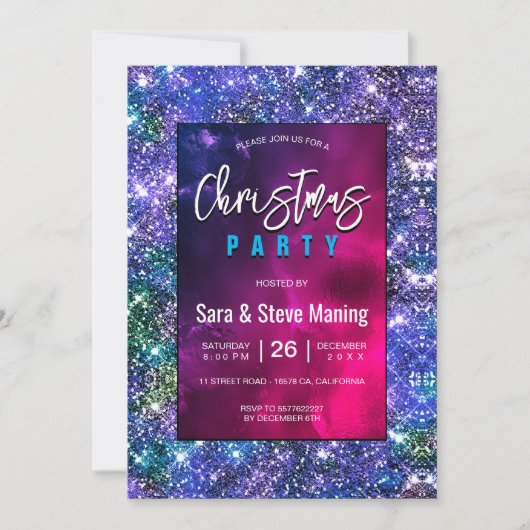 Elegant blauw groen faux Glitter Kerstmis Kaart (Voorkant)