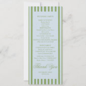 Elegant blauw groen gestreept huwelijksprogramma (Achterkant)