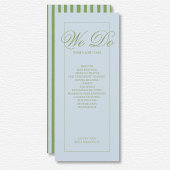 Elegant blauw groen gestreept huwelijksprogramma
