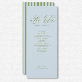 Elegant blauw groen gestreept huwelijksprogramma