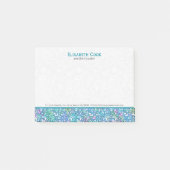 Elegant Blauw-Groen Glitter Sparkles Post-it® Notes (Voorkant)