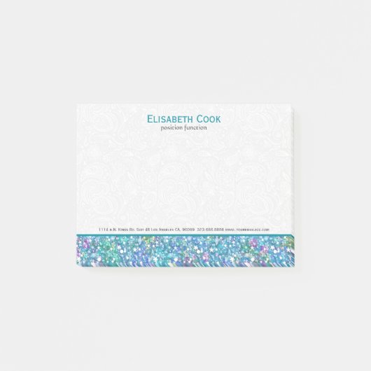 Elegant Blauw-Groen Glitter Sparkles Post-it® Notes (Voorkant)